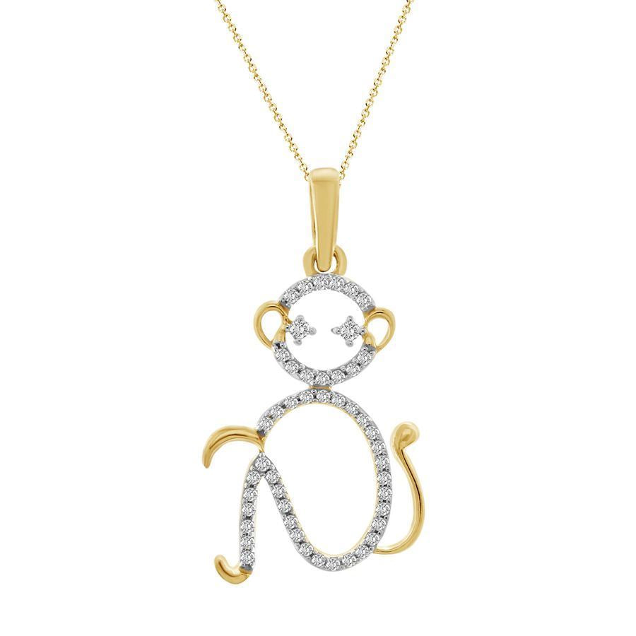 LADIES PENDANT 1/6 CT ROUND DIAMOND 10K YELLOW GOLD
