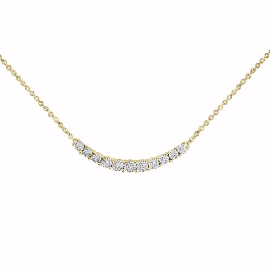 LADIES NECKLACE 1/10 CT ROUND DIAMOND 10K YELLOW GOLD