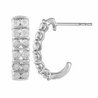 Thumbnail for LADIES HOOPS 1/6 CT ROUND DIAMOND 10K WHITE GOLD