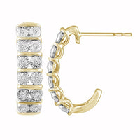 Thumbnail for LADIES HOOPS 1/6 CT ROUND DIAMOND 10K YELLOW GOLD