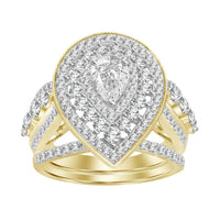 Thumbnail for LADIES BRIDAL RING SET 2 CT ROUND/PEAR DIAMOND 14KT YELLOW GOLD