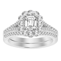 Thumbnail for LADIES BRIDAL RING SET 1 CT ROUND/EMERALD DIAMOND 14K WHITE GOLD