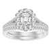 LADIES BRIDAL RING SET 1 CT ROUND/EMERALD DIAMOND 14K WHITE GOLD