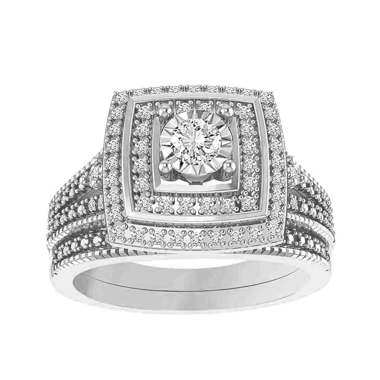 LADIES RING 1/3 CT ROUND DIAMOND 10K WHITE GOLD
