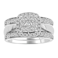 Thumbnail for LADIES BRIDAL RING SET 1 CT ROUND DIAMOND 14K WHITE GOLD