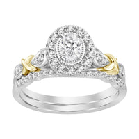 Thumbnail for LADIES BRIDAL RING SET 1/2 CT ROUND/OVAL DIAMOND 14K TT WHITE & YELLOW GOLD