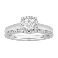 Thumbnail for LADIES BRIDAL RING SET 1/3 CT ROUND DIAMOND 14K WHITE GOLD