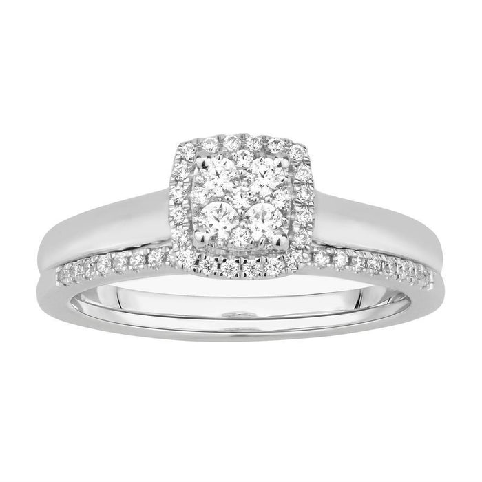 LADIES BRIDAL RING SET 1/3 CT ROUND DIAMOND 14K WHITE GOLD