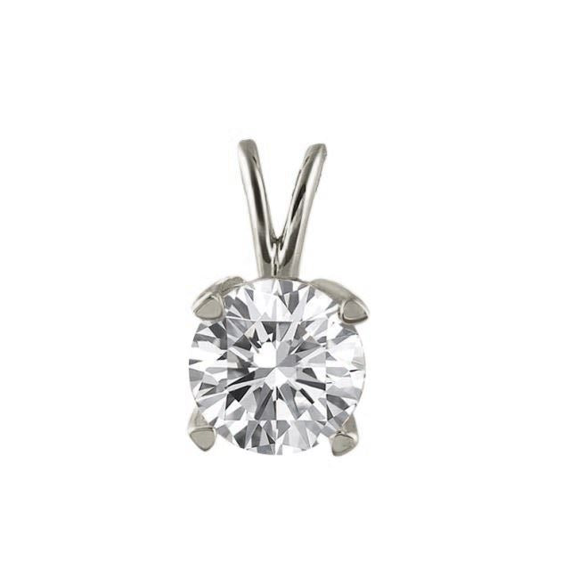 LADIES SOLITAIR PENDANT 1/2 CT ROUND DIAMOND 14K WHITE GOLD
