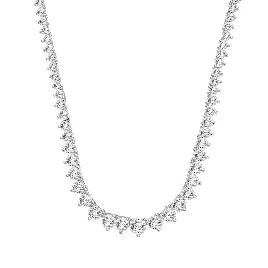 LADIES NECKLACE 2 CT ROUND DIAMOND 14K WHITE GOLD