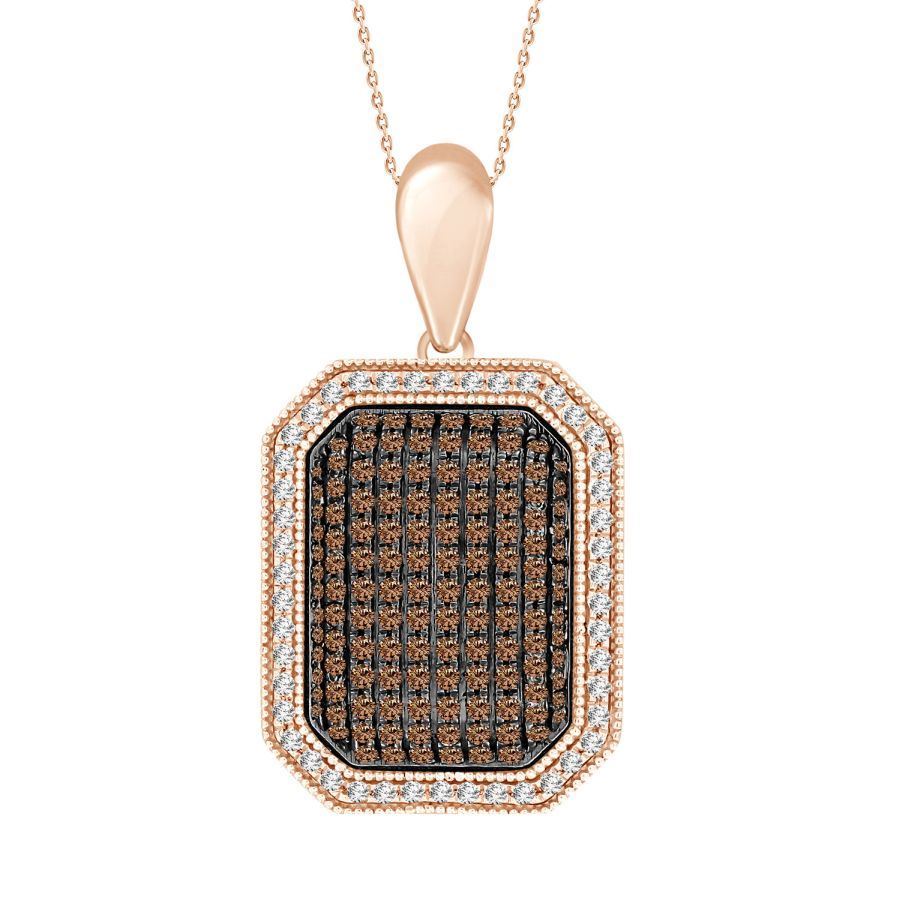 LADIES PENDANT 1/3 CT WHITE/CHOCOLATE ROUND DIAMOND 10K ROSE GOLD