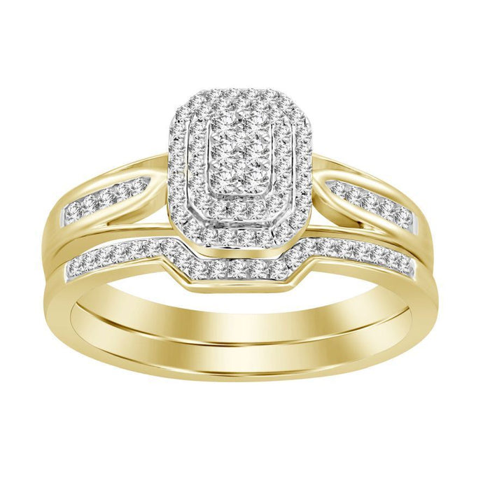 LADIES BRIDAL RING SET 1/3CT ROUND DIAMOND 10KYELLOW GOLD