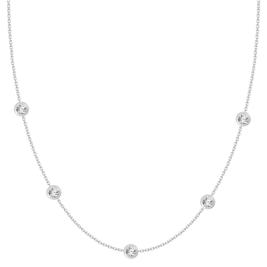 LADIES NECKLACE 3/4 CT ROUND DIAMOND 14K WHITE GOLD