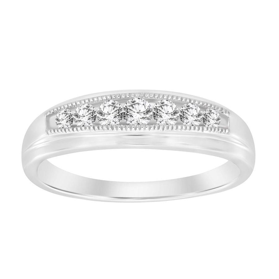 MEN'S RING 1/4 CT ROUND DIAMOND 10K WHITE GOLD
