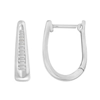 Thumbnail for LADIES HOOPS 1/4 CT BAGUETTE DIAMOND 10K WHITE GOLD