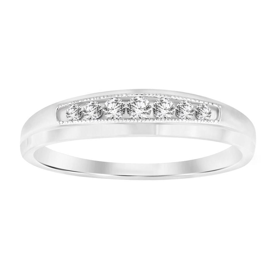 MEN'S BAND 1/6 CT ROUND DIAMOND 10K WHITE GOLD