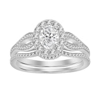 Thumbnail for LADIES BRIDAL RING SET 1/2 CT ROUND/OVAL DIAMOND 14K WHITE GOLD