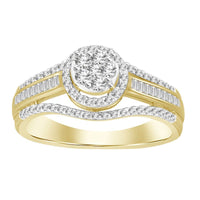 Thumbnail for LADIES RING 1/2 CT ROUND/BAGUETTE DIAMOND 10K YELLOW GOLD
