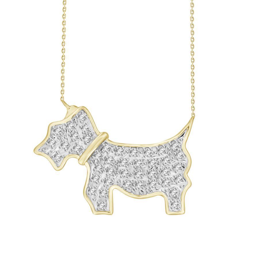 LADIES PENDANT WITH CHAIN 1/10 CT ROUND DIAMOND 10K YELLOW GOLD