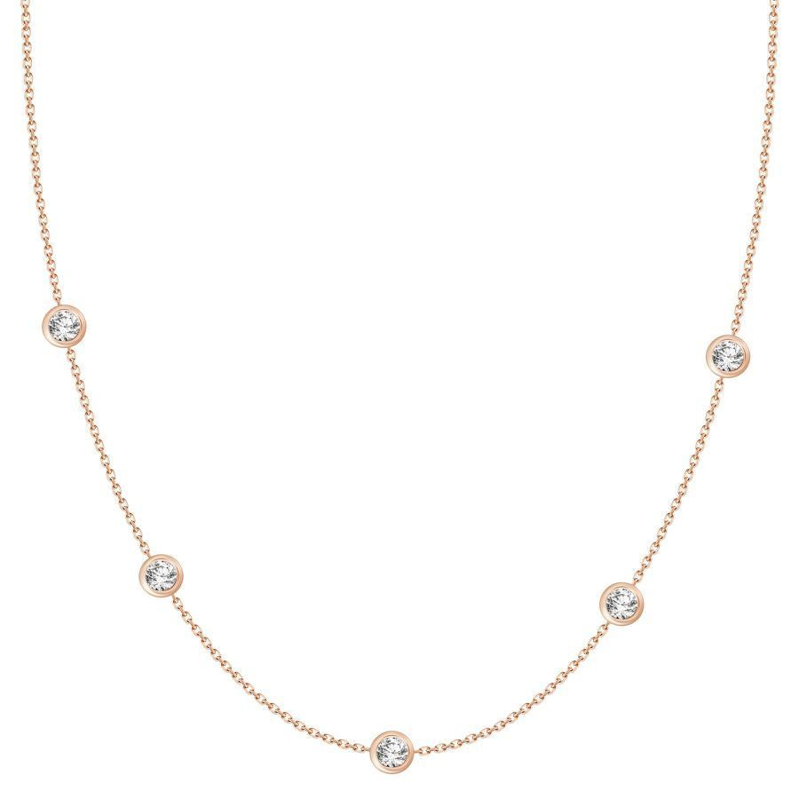 LADIES NECKLACE 3/4 CT ROUND DIAMOND 14K ROSE GOLD