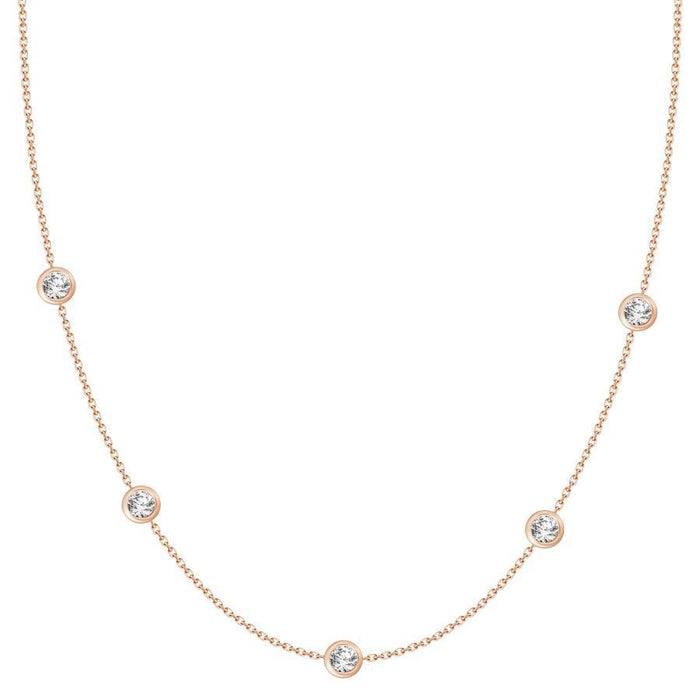 LADIES NECKLACE 3/4 CT ROUND DIAMOND 14K ROSE GOLD