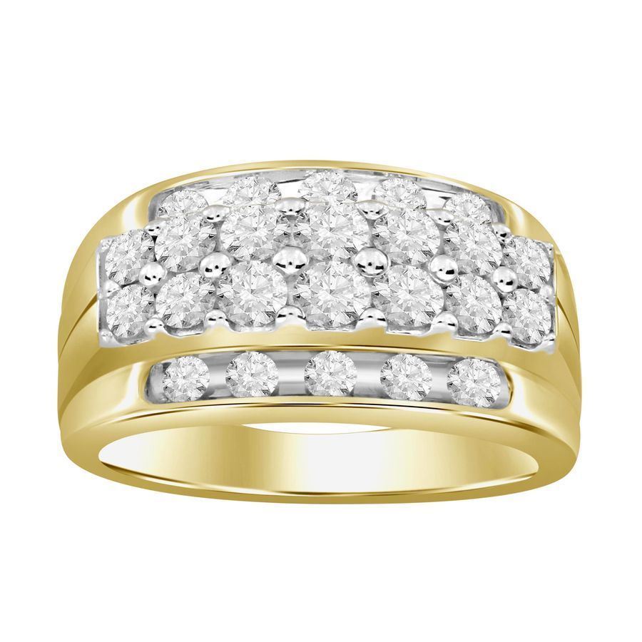 MEN'S RING 1 CT ROUND DIAMOND 10K YELLOW GOLD