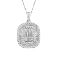 Thumbnail for LADIES PENDANT 3/4 CT ROUND/BAGUETTE DIAMOND 14K WHITE GOLD