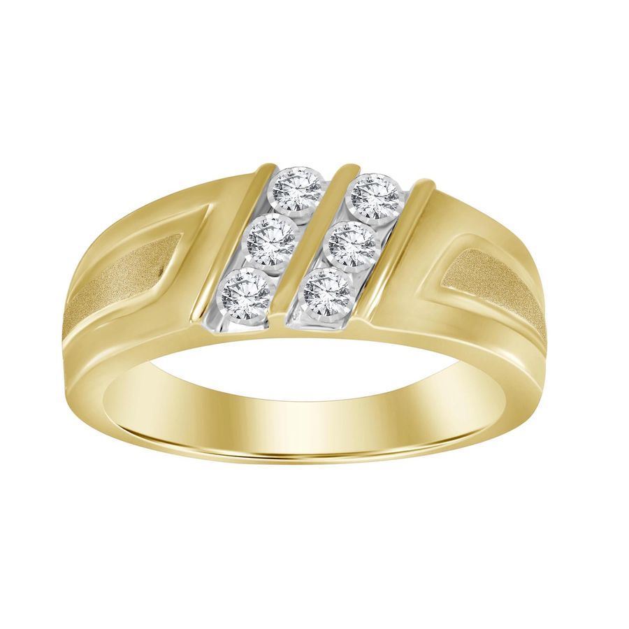 MEN'S RING 1/6  CT ROUND DIAMOND 10K YELLOW GOLD