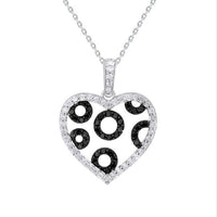 Thumbnail for LADIES HEART PENDANT 1 CT WHITE/BLACK ROUND DIAMOND 14K WHITE GOLD