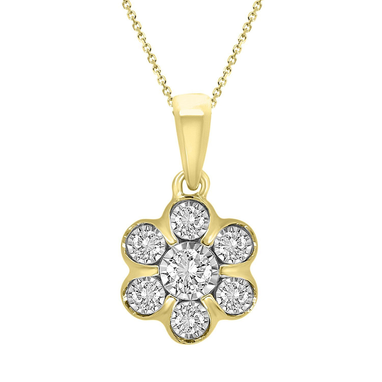 LADIES PENDANT 1/6 CT ROUND DIAMOND 10K YELLOW GOLD