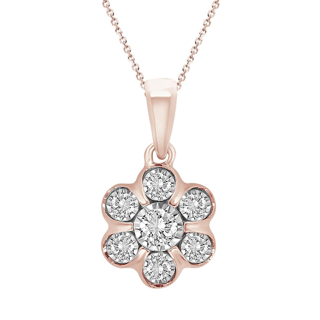 LADIES PENDANT 1/6 CT ROUND DIAMOND 10K ROSE GOLD