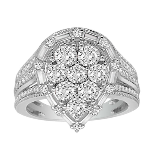 LADIES RING 3/4 CT ROUND DIAMOND 10K WHITE GOLD