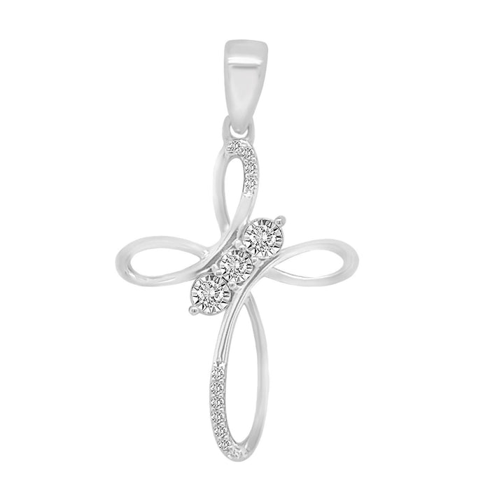 LADIES PENDANT 1/10 CT ROUND DIAMOND 10K WHITE GOLD