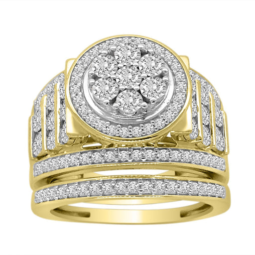 LADIES BRIDAL RING SET 1 CT ROUND DIAMOND 10K YELLOW GOLD
