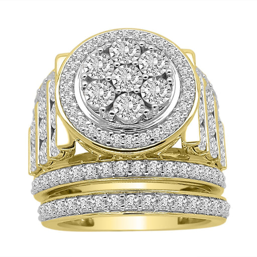 LADIES BRIDAL RING SET 2 CT ROUND DIAMOND 10K YELLOW GOLD