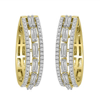 Thumbnail for LADIES HOOPS 1 CT ROUND/BAGUETTE DIAMOND 10K YELLOW GOLD