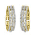 LADIES HOOPS 1 CT ROUND/BAGUETTE DIAMOND 10K YELLOW GOLD