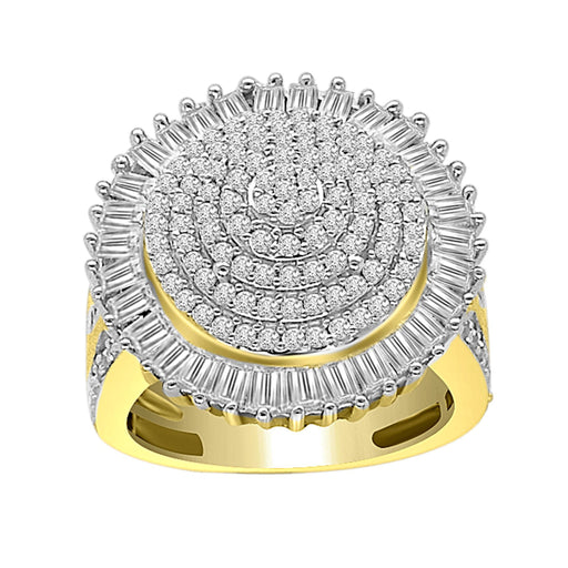 LADIES RING 2 CT ROUND/BAGUETTE DIAMOND 10K YELLOW GOLD