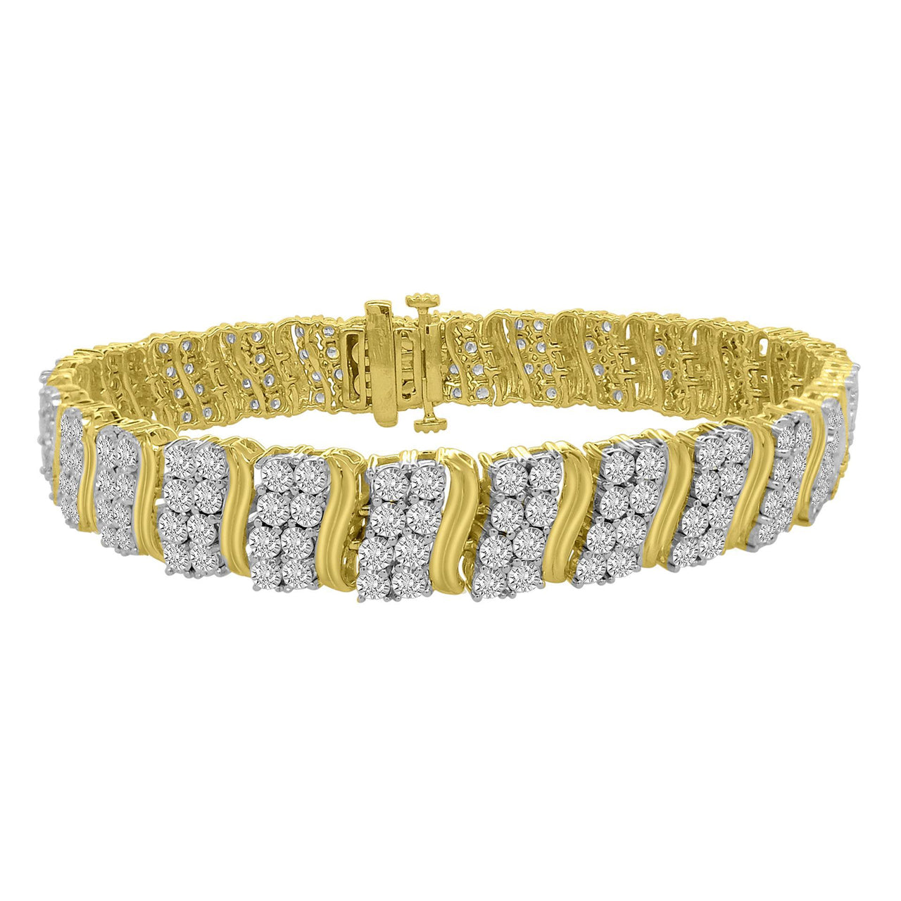 LADIES BRACELET 3 CT ROUND DIAMOND 10K YELLOW GOLD