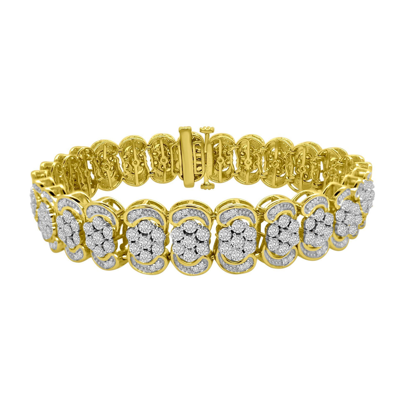 LADIES BRACELET 3 CT ROUND DIAMOND 10K YELLOW GOLD