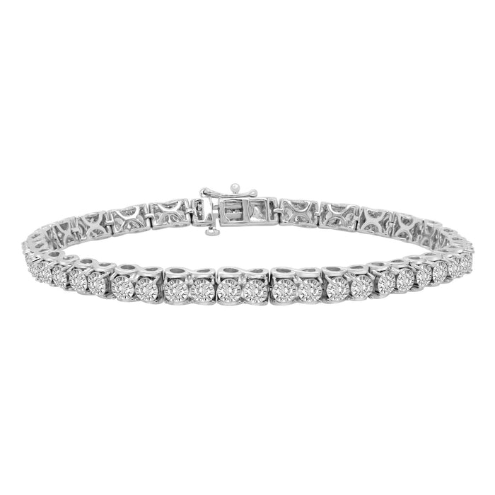 LADIES BRACELET 3 CT ROUND DIAMOND 10K WHITE GOLD