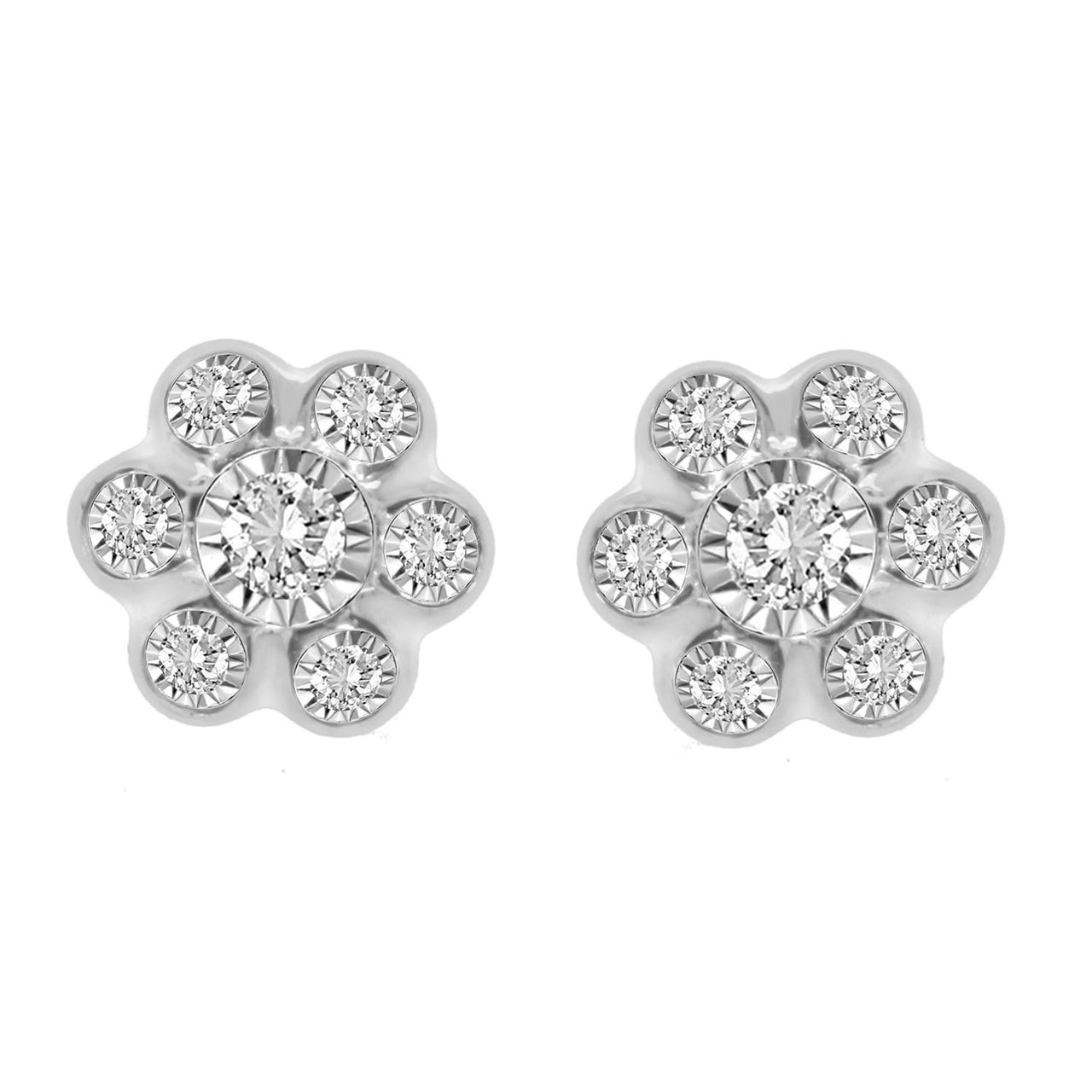LADIES EARRINGS 1/4 CT ROUND DIAMOND 10K WHITE GOLD
