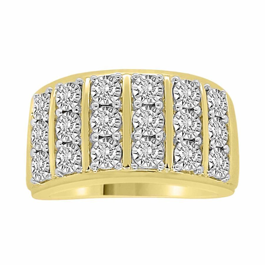 MEN'S RING 1 CT ROUND DIAMOND 10K YELLOW GOLD