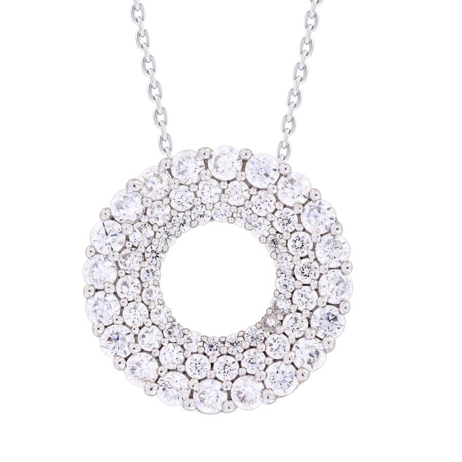 LADIES PENDANT WITH CHAIN 1 CT ROUND DIAMOND 14K WHITE GOLD