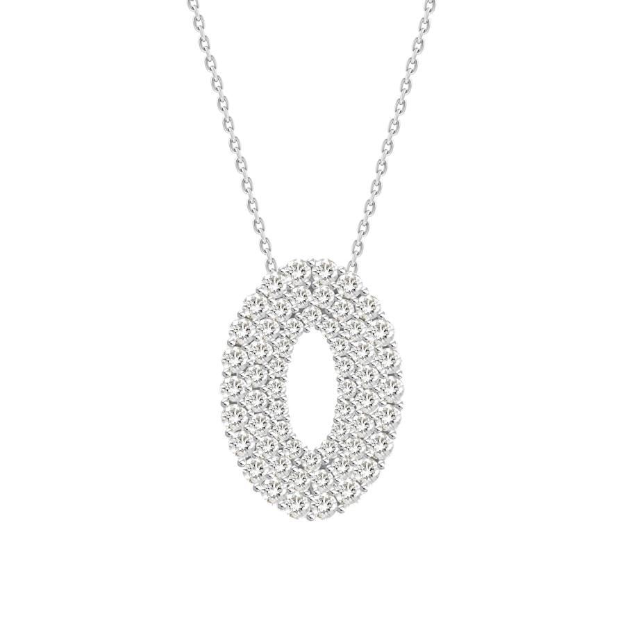 LADIES PENDANT WITH CHAIN 1 CT ROUND DIAMOND 14K WHITE GOLD