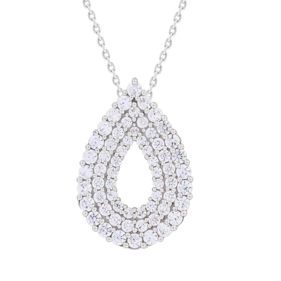 LADIES PENDANT WITH CHAIN 1 CT ROUND DIAMOND 14K WHITE GOLD