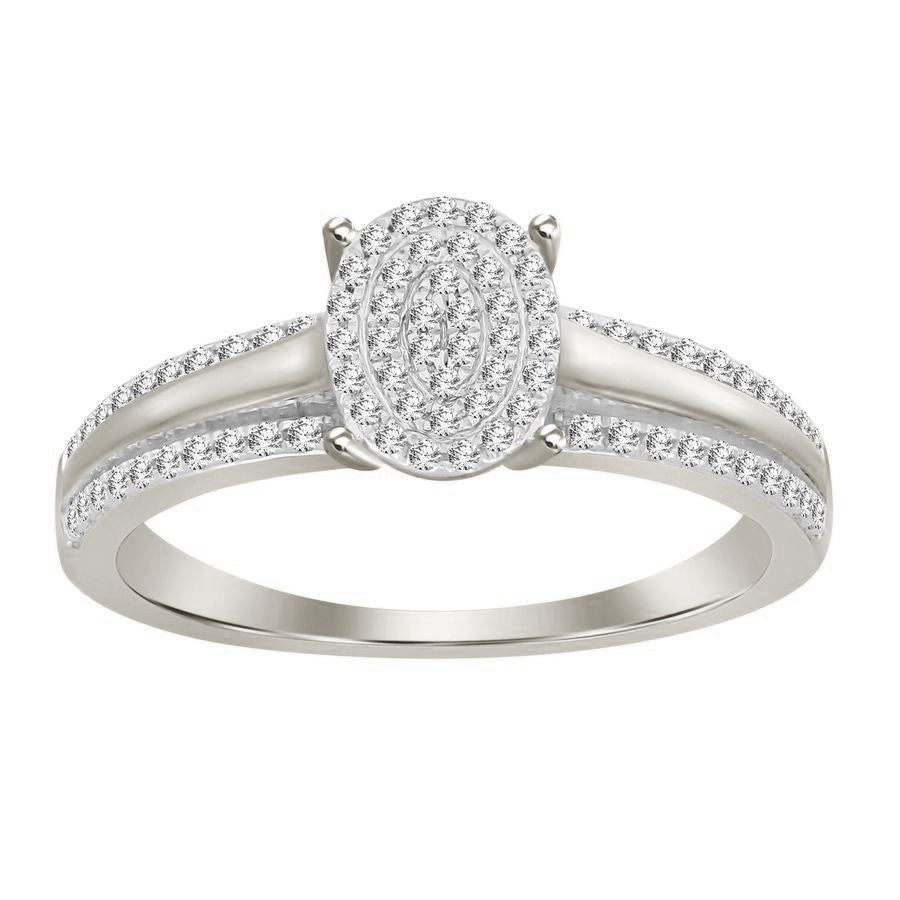 LADIES RING 1/5 CT ROUND DIAMOND 10K White GOLD