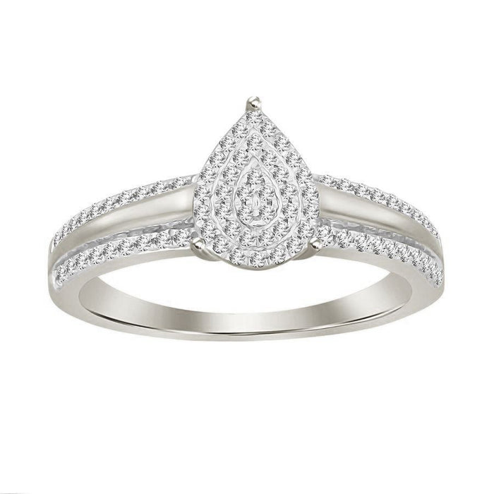 LADIES RING 1/5 CT ROUND DIAMOND 10K WHITE GOLD