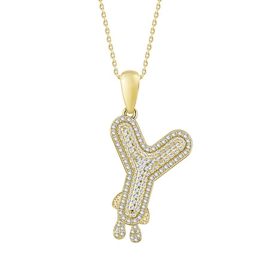 MEN'S CHARM 1/3 CT ROUND DIAMOND 10K YELLOW GOLD