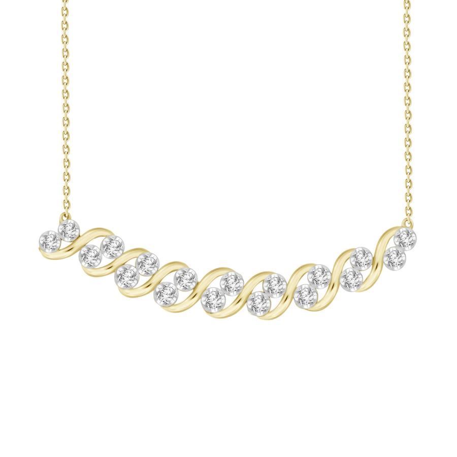 LADIES NECKLACE 1/3 CT ROUND DIAMOND 10K YELLOW GOLD